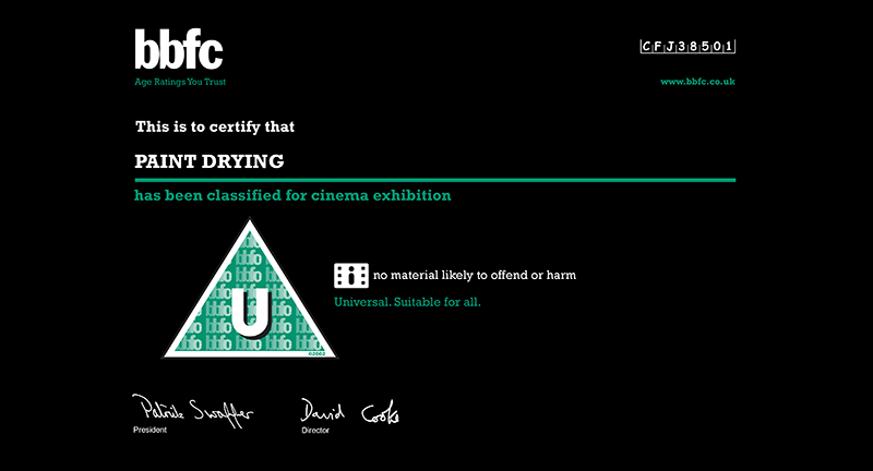 The film's BBFC certificate